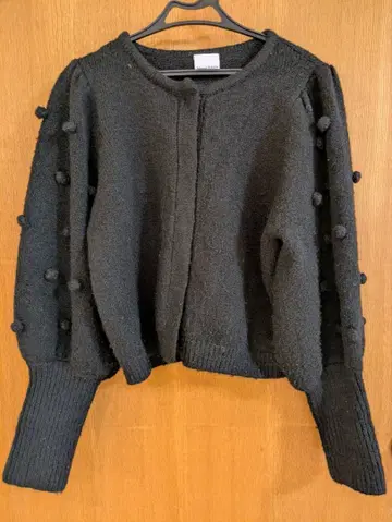 메종 에쉘 폼폼 푸들 가디건 블랙