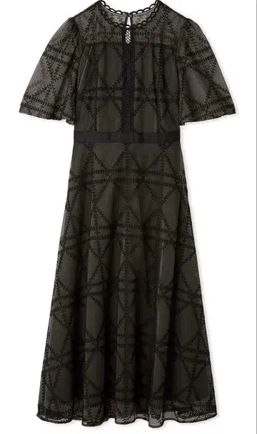 CELFORD 격자무늬 패턴 튤 드레스