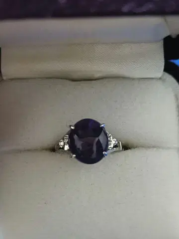 자수정 보라색 보석 반지