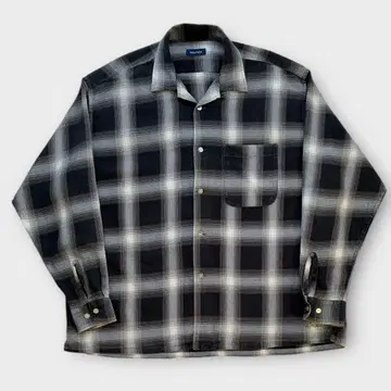 NAUTICA 옴브레 체크 셔츠 블랙 x 그레이 오버 사이즈