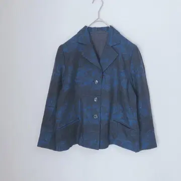 테일러드 자켓 올 패턴 겉옷 쇼와 레트로 빈티지 어깨 패드 버튼