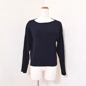 그린 라벨 릴랙싱 긴팔 풀오버 리브 니트 네이비 계열 깔끔