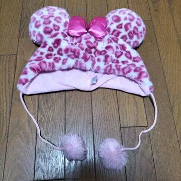 레오파드 무늬 미키풍 겨울용 모자
