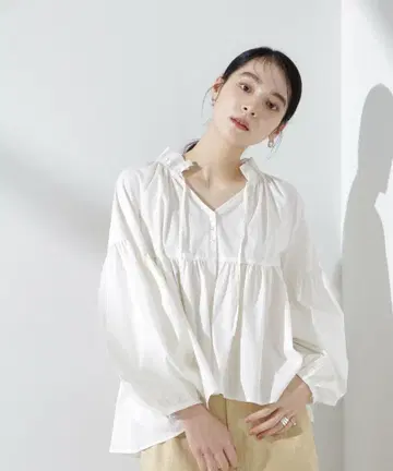 프릴 개더 숏 셔츠 nano universe 나노 유니버스