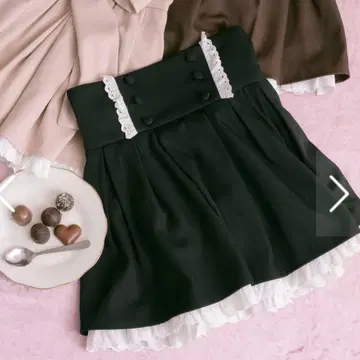 Pium 코튼 레이스 프릴 도리 미니 스커트