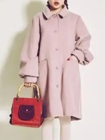 merry jenny 롱 코트 무릎 기장 더스티 핑크