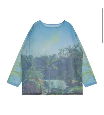 VINTAGE ILLUSTRATION PRINT SHEER TOP