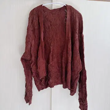 레이스 짜임 버건디 긴팔 가디건 04021