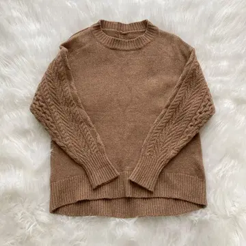 북유럽 생활 잡화점 울 니트 케이블 소매 아란 짜임 박스 브라운