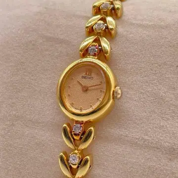 SEIKO 손목시계 작동품 세이코 골드 컬러 스톤 블레스