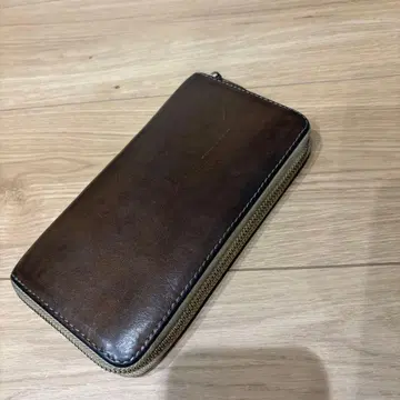 도치기 가죽 장지갑 다크 브라운