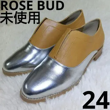 미사용 ROSE BUD 실버 로퍼 24 바이컬러
