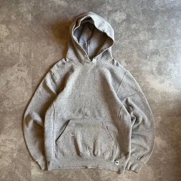 00s 러셀 애슬레틱 후드 맨투맨 그레이 M 무지 앞 V 구제 의류