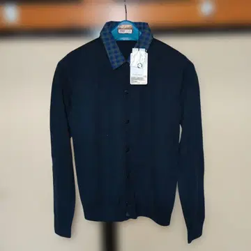 택 포함 미사용 새상품 CARVEN 네이비 체크 니트 스웨터