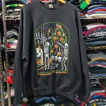 USA 구제 의류 해골 스컬 할로윈 맨투맨 블랙 컬러