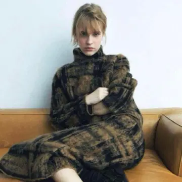 택 포함 새상품 ZARA 체크 무늬 자카드 니트 스웨터