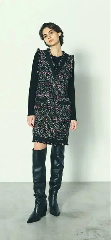 그레이스콘티넨탈 슬리브리스 미니 원피스