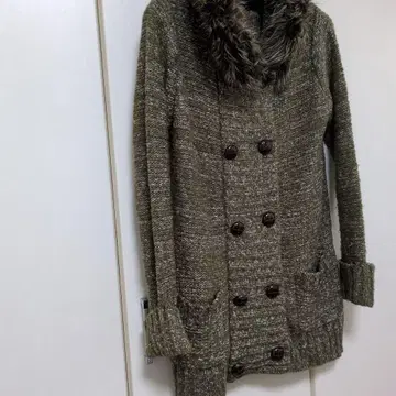 퍼플 브라운 퍼 가디건