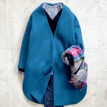 미라 오웬 셔츠 커브 노카라 코트 오버 사이즈