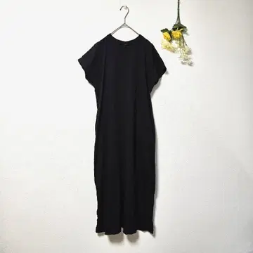 [ UNIQLO ] 유니클로 코튼 슬릿 롱 원피스 반팔 (M)