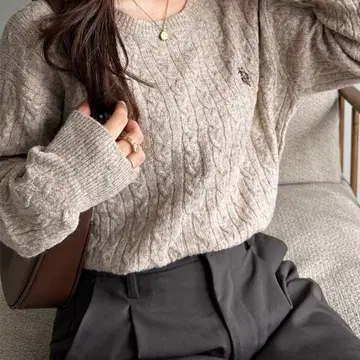 [ U.S. POLO ASSN. ] 원 포인트 케이블 니트