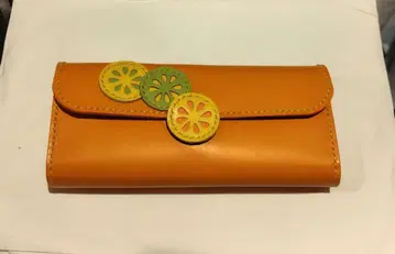 장지갑 가죽 공예 천연 가죽 귤 오렌지