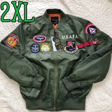 2XL 충전솜 없는 봄/가을용 MA-1 밀리터리 자켓 와펜 얇은 소재