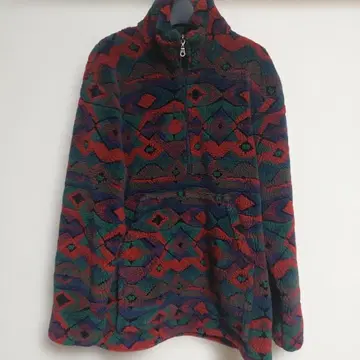 90s USA제 울리치 기하학 패턴 올 패턴 플리스 풀오버