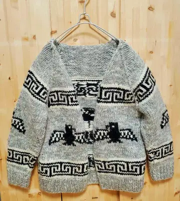 무료배송 구제 의류 빈티지 기하학 패턴 니트 가디건 그레이