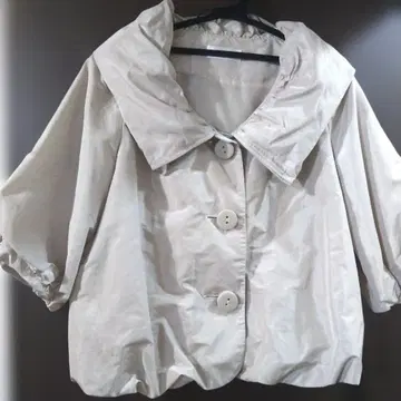 베이지 빅 카라 테일러드 숏 기장 자켓