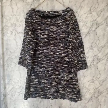 심플리시티에 뉴앙스 패턴 니트 더스티 컬러 A라인 일본제