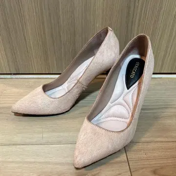 STRACATO 핑크 베이지 퍼 송치 하이힐 펌프스 23cm