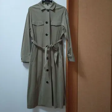 iCB 카키 롱 코트 허리 벨트 포함