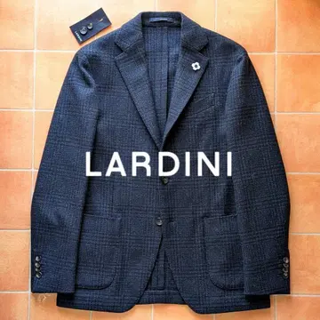 LARDINI 자켓 네이비 네이비 체크 무늬 울 46 사이즈