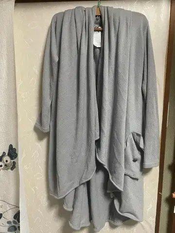 후드 부착 그레이 롱 가디건 후드티 TORNADO MART