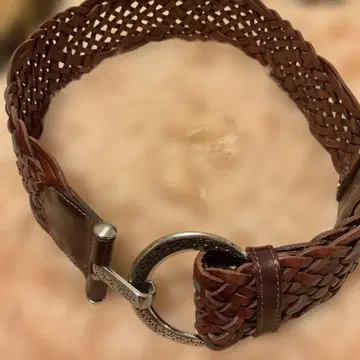 브라운 가죽 메쉬 벨트 반지 버클 새상품급