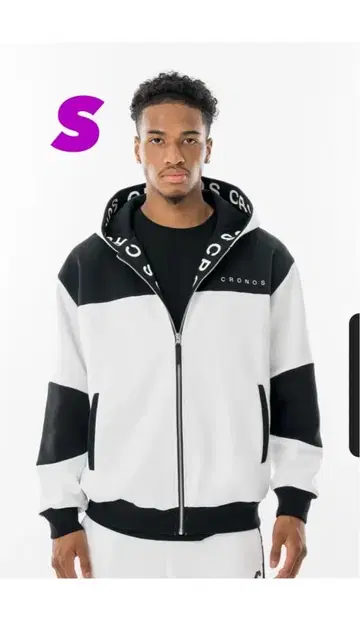 신상 CRONOS 집업 후드티 S 화이트/블랙