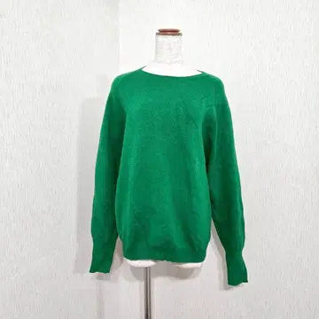 ur's 풀오버 리브 니트 그린 (M) 체형 커버 스웨터 고급