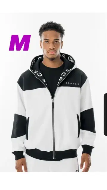 신상 화이트/블랙 집업 후드티 M