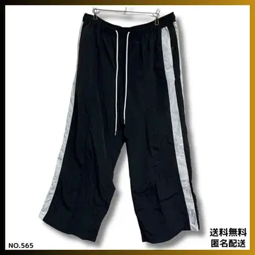 [새상품급] 저지 바스락 원단 하의 롱 바지 블랙 라인 4L 루즈핏