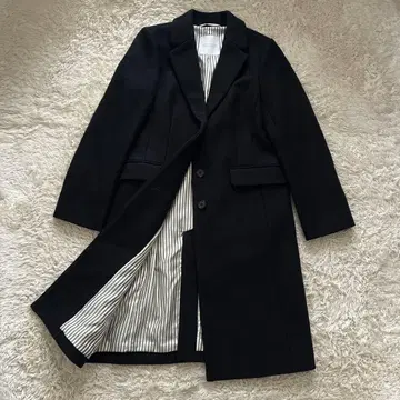 [ 미사용급 ] 매킨토시 체스터 코트 롱 블랙 안감 스트라이프