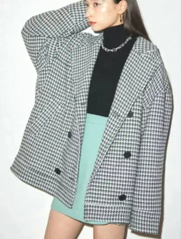 오버 사이즈 체크 무늬 자켓