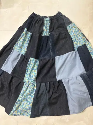 [ 패치워크 ] 캉캉 스커트 맥시 스커트 M~L 사이즈 핸드메이드