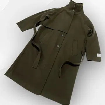 CPCM 케이프 부착 스탠드넥 경량 멜톤 코트 프리 사이즈 올리브