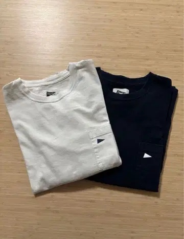 포켓 부착 긴팔 티셔츠 2색 세트