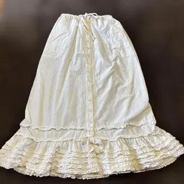 핑크하우스 피코프릴 코튼 스커트 리본 페치 스커트 프론트 오픈