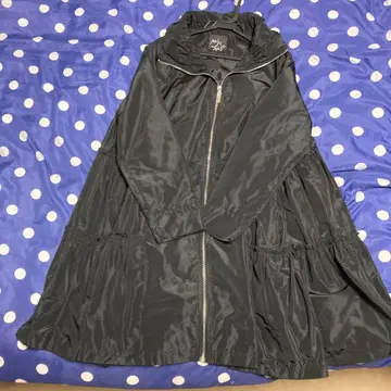 MajoMajo 후드 부착 블랙 롱 코트 F