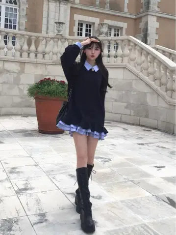 셔츠 레이어드 원피스