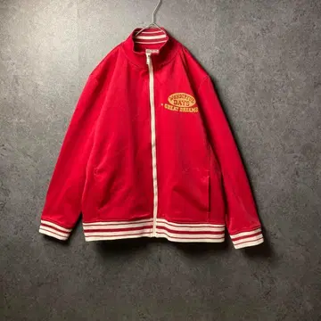 빈티지 트랙 자켓 저지 빨간색 L 리브 영문 로고