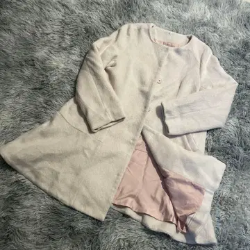 [LIZLISA] 화이트 A라인 코트 핑크